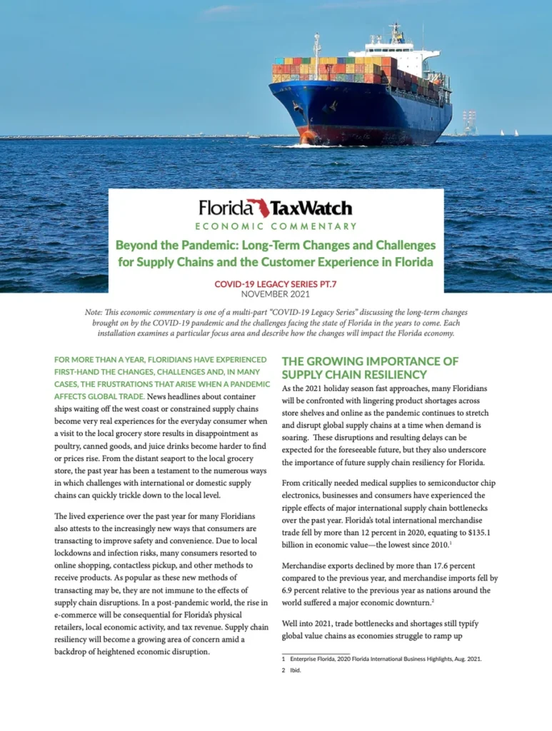 Beyond the Pandemic: Long-Term Changes and Challenges for Supply Chains and the Customer Experience in Florida