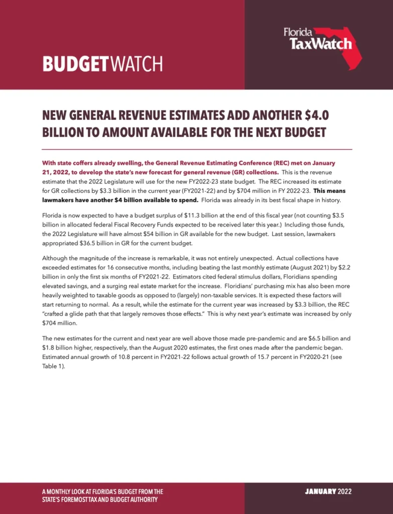 New General Revenue Estimates Add Another $4.0 Billion to Amount Available for the Next Budget