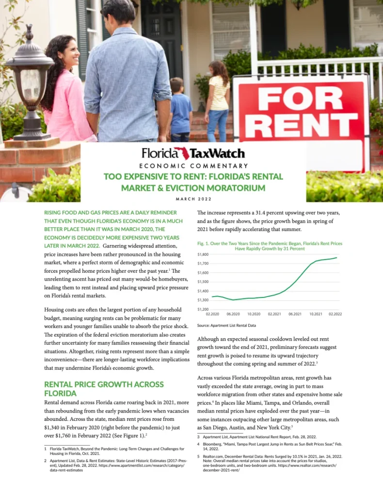 TOO EXPENSIVE TO RENT: FLORIDA’S RENTAL MARKET & EVICTION MORATORIUM