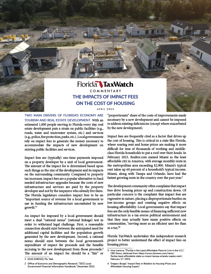 The Impacts of Impact Fees on the Cost of Housing